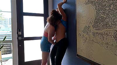 Visiting my Lesbian Stepmom! Taboo stepmom stepdaughter fingering lesbian pussy licking orgasm