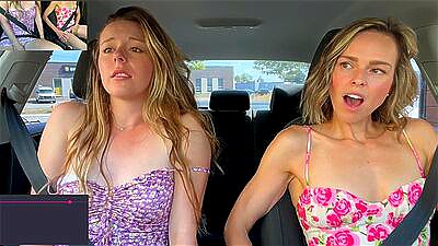 Nadia Foxx & Serenity Cox cumming hard in public drive thru with Lush remote controlled vibrators