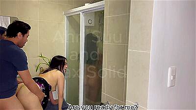 Brother fucked while step sister took a bath risky bathroom sex