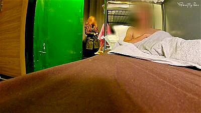 HOSTEL MIXED ROOM day 1: bathroom handjob