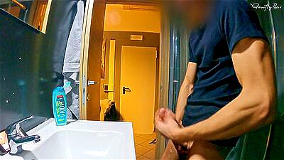 HOSTEL MIXED ROOM day 1: bathroom handjob