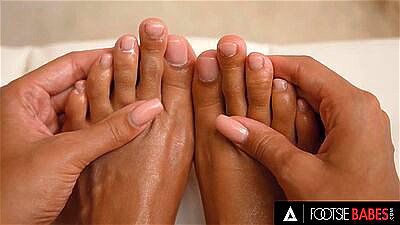 FOOTSIE BABES - Cute Ebony Romy Indy Gets Her Feet Covered In Cum After Anal Pleasures