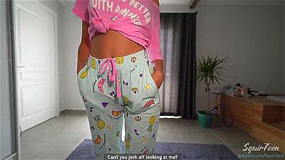 Hot MILF stepmom caught stepson jerking off while her husband was away