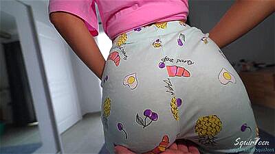 Hot MILF stepmom caught stepson jerking off while her husband was away