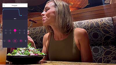 Cumming hard in public restaurant with Lush remote controlled vibrator