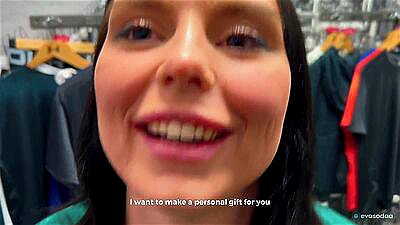 Сonsultant grabbed my dick and fucked me in the fitting room / Public Sex - Eva Soda