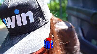 Busty brunette showing off and giving a blowjob on the avenue | Victoria RC | LP Produções