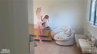 Big booby redhead housesitter breaks the rules while my mom was gone!!