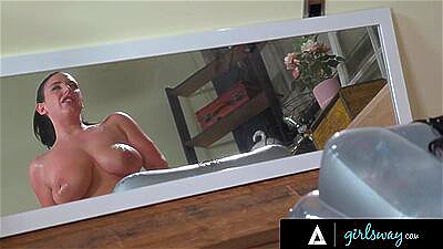 GIRLSWAY - Big Naturals Masseuse Angela White Tries New Things On New Customer During A Nuru Massage