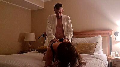 Hot lady gets fucked hard in the hotel on the 10th floor, in front of the window, ends up with a lot