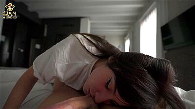 MORNING WITH PAM I wake you up with a good footjob and I throw you on top