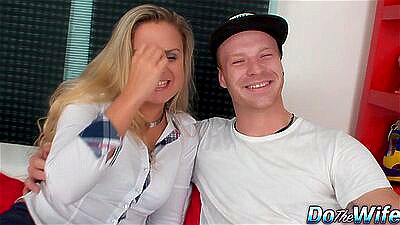 Blonde Wife Barra Brass Anally Creampied Right Next to Her Cuckold