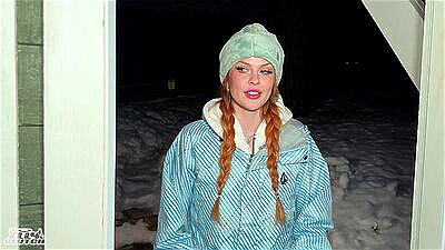 "My car is stuck in the snow and I'm cold" biggy titty stranger needs warmth and dick