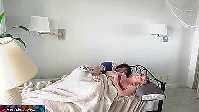 Stepmom shares a single hotel room bed with stepson