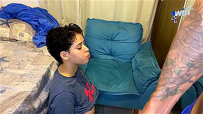 Girl fucks her boyfriend. Slapping in the face and cumming in the mouth