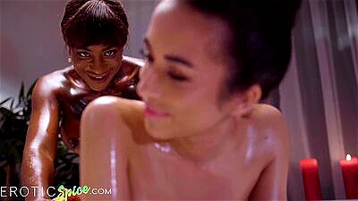 Big tits big ass ebony lesbian massage with lesbian scissoring orgasm