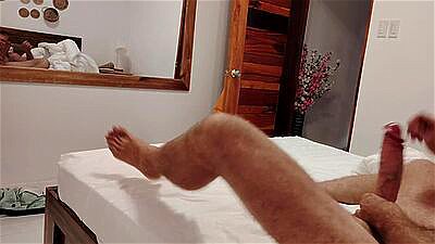 Huge curved cock stretches small mouth totally out