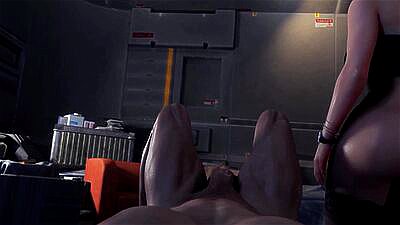 After meeting a monster, the brunette went crazy and decided to fuck the guy. 3d animation horror