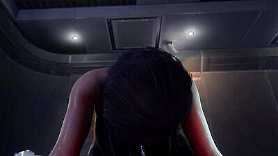 After meeting a monster, the brunette went crazy and decided to fuck the guy. 3d animation horror