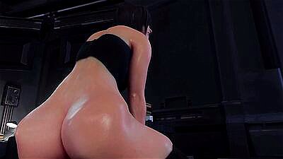 After meeting a monster, the brunette went crazy and decided to fuck the guy. 3d animation horror