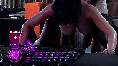 After meeting a monster, the brunette went crazy and decided to fuck the guy. 3d animation horror