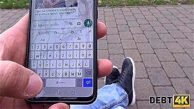 DEBT4k. Sweet blonde drilled by hung collector right after the wedding