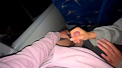 I suck an unknown passenger on a real bus and he cums in my mouth