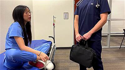 Creepy Doctor Convinces Young Asian Medical Intern to Fuck to Get Ahead