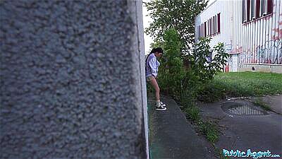 Public Agent She is masturbating in public and in need of a big cock