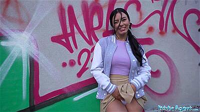 Public Agent She is masturbating in public and in need of a big cock