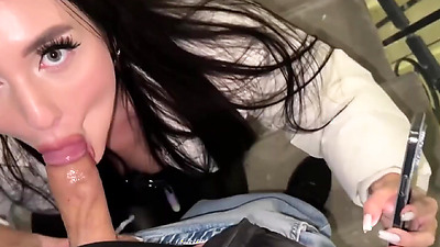 stepsister sucked her brother's dick on a smoke break