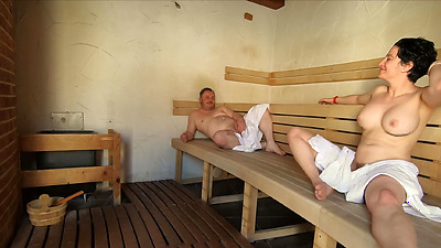 Really risky and quick fucking in public sauna, squirting in to the mouth Dada Deville