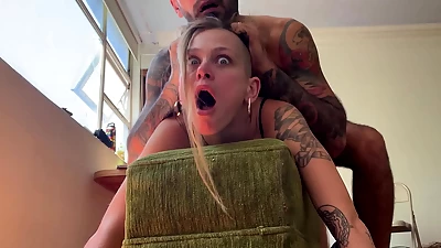 "Wrong hole!!" Butt she liked it. First time anal, rough and passionate couple fuck.