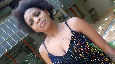 Big tits ebony rides jumbo size producer after fake modeling casting