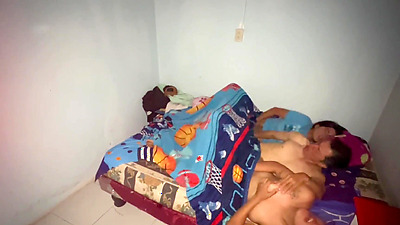 Shy 18 year old babe with big tits and big booty gets wet by her 55 year old stepfather, her stepsister's bitch joins them in a taboo and horny 3some