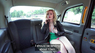 Fake Taxi Sexy British Woman Fucks Taxi Driver to Waste Some Time Before Her Flight.
