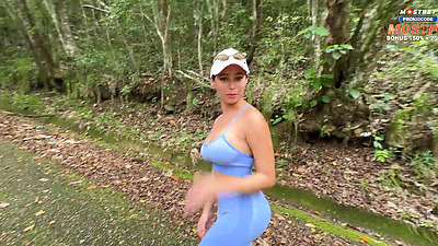 Outdoors hard Fuck and huge cum facial