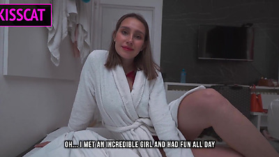 S1E4: Step mom uses step son's shaft in share bed and pulled off condome to get cum inside shaved pussy