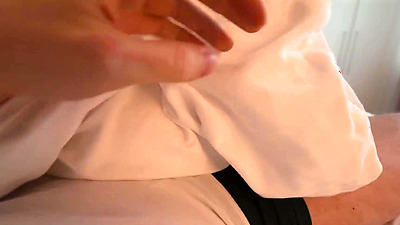 Step mom helps to cum step son in share bed with hand job and tight pussy, but can't...