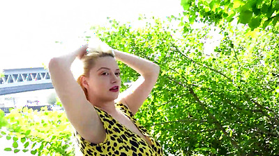 GERMAN SCOUT - Big natural Bouncing Tits Chick Sandra Sweet talk to Public Casting Fuck