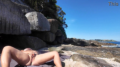 Curvy Nudist with Hairy Pussy on the Beach