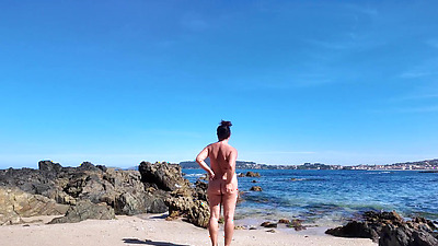 Curvy Nudist with Hairy Pussy on the Beach