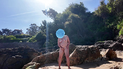 Curvy Nudist with Hairy Pussy on the Beach