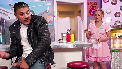 You cant jerk your penis off in my diner but my oh my its big