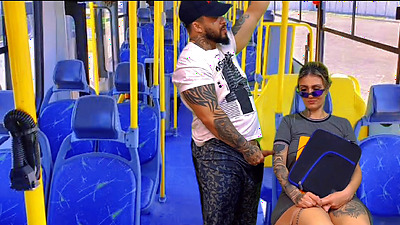 I hugged my nymphet neighbor coming from school inside the public bus, the naughty babe couldn't resist and fell on my cock right there (complete in sheer and red)