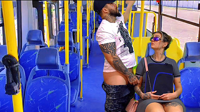 I hugged my nymphet neighbor coming from school inside the public bus, the naughty babe couldn't resist and fell on my cock right there (complete in sheer and red)