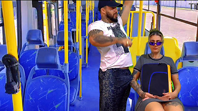 I hugged my nymphet neighbor coming from school inside the public bus, the naughty babe couldn't resist and fell on my cock right there (complete in sheer and red)