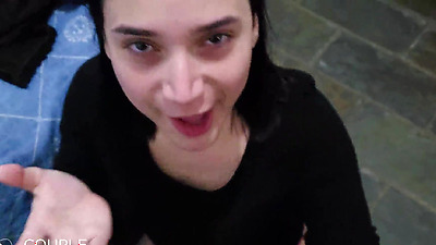 Blowjob Wife Taking a Big Shaft in Her Hairy Pussy Full of Cum Inside!