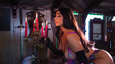 Huge tits Latina Violet Myers posing and big booty chick exposed stunning body