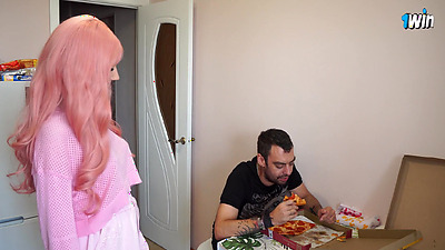 Pushed it under my stepsister's tail.